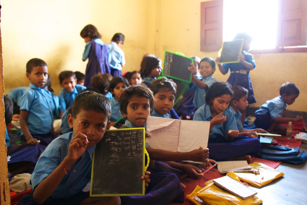 Children learning together in a Mind Growup Foundation classroom