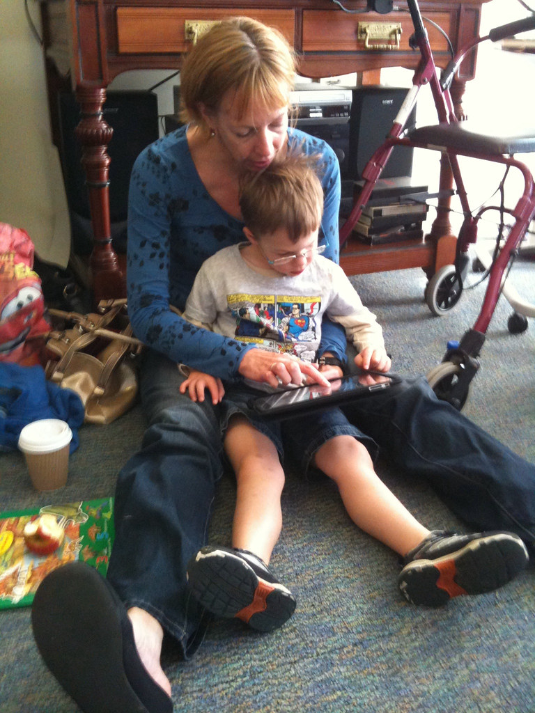 A child learning with a tablet
